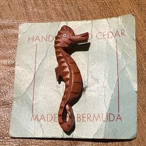 Handmade Cedar Seahorse Brooch